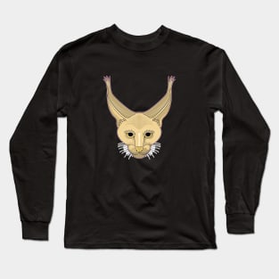 brown caracal cat face Long Sleeve T-Shirt